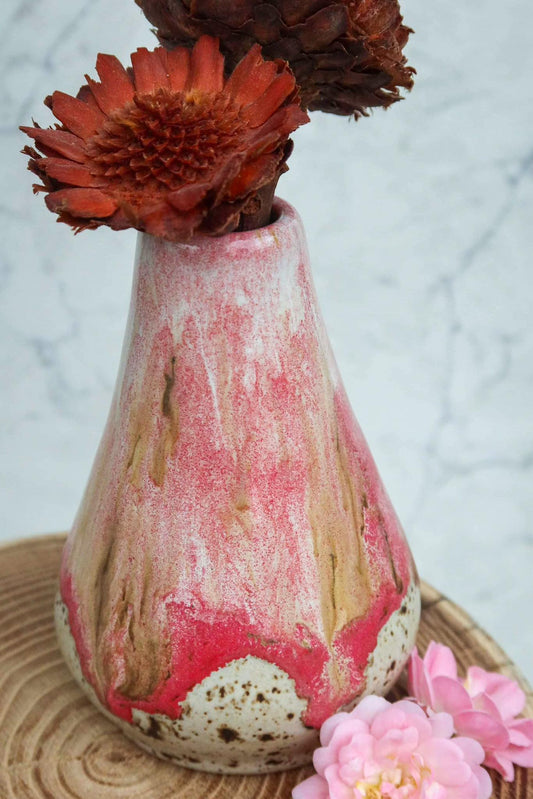 speckled raspberry mini vase