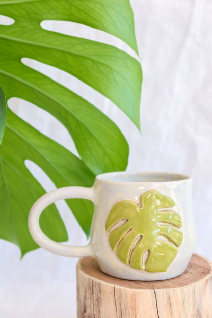 ivory monstera mug