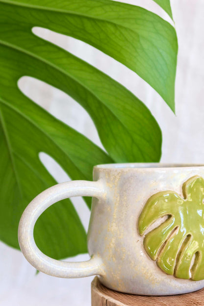 ivory monstera mug