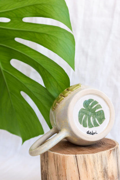 ivory monstera mug