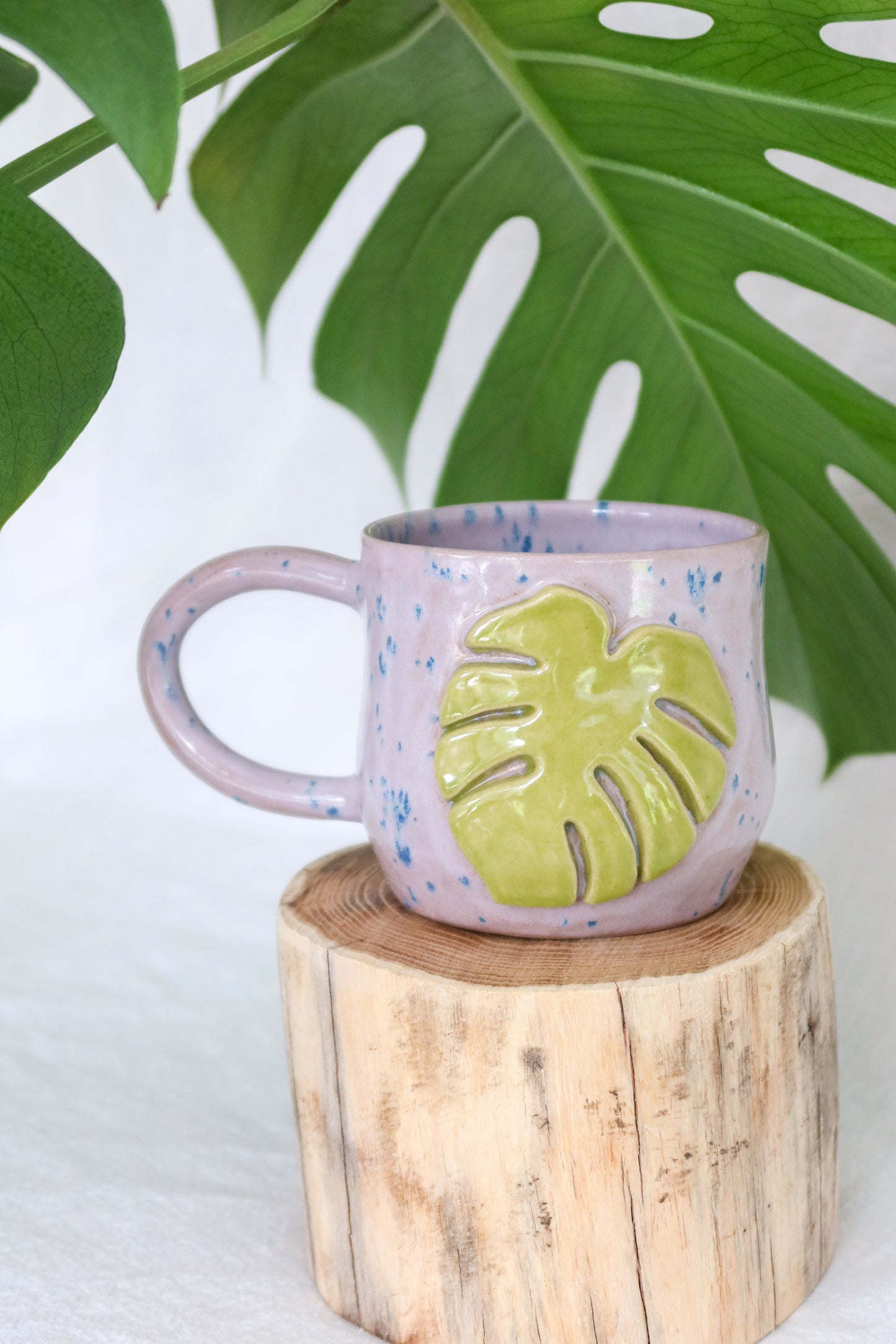 lilac monstera mug